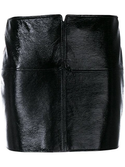 Shop Courrèges Faux-leather Mini Skirt In Black