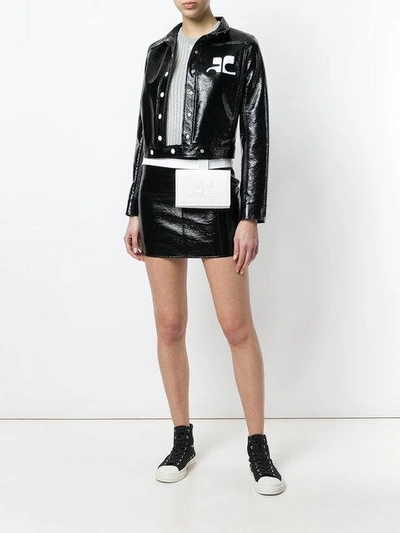 Shop Courrèges Faux-leather Mini Skirt In Black