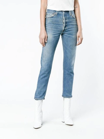 Shop Re/done Taillenhohe Cropped-jeans In Blue