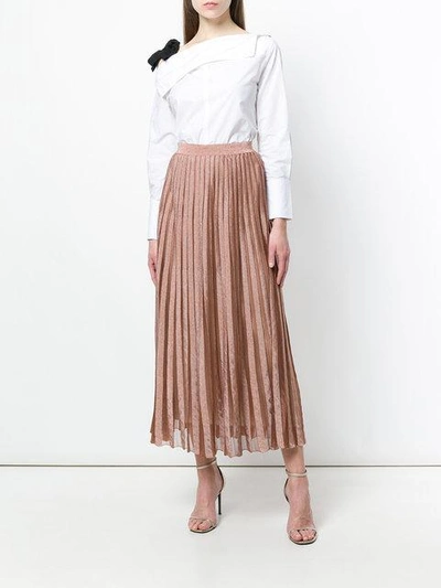 Shop Antonino Valenti Long Pleated Skirt - Neutrals