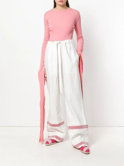 Shop Jw Anderson Tie Cuffed Top In Pink