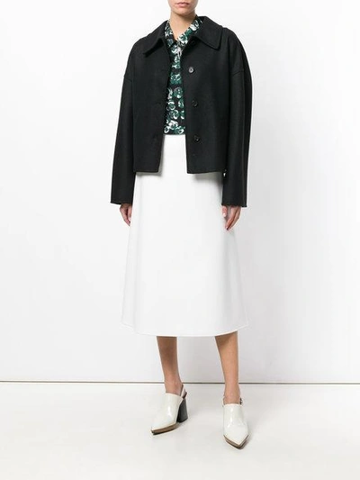 Shop Marni Cropped Buttoned Peacoat