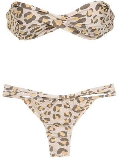 Shop Amir Slama Leopard Print Bikini Set