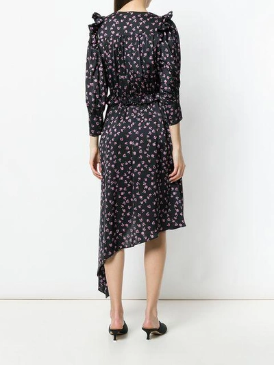 Shop Magda Butrym Floral Print Asymmetric Dress In Black