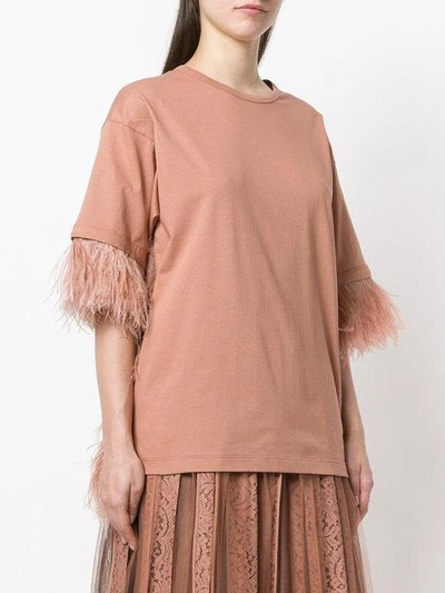 Shop N°21 Feather Trim Oversized T In Pink