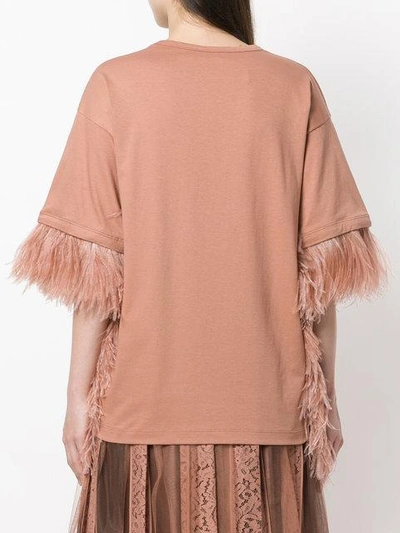 Shop N°21 Feather Trim Oversized T In Pink
