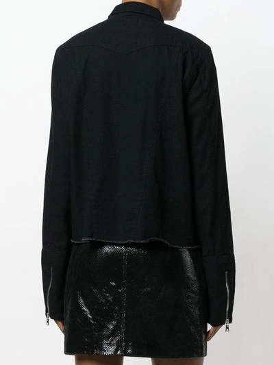Shop Rta Frayed Denim Jacket - Black