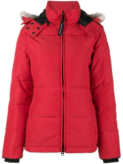 Shop Canada Goose Chelsea Fur Trimmed Parka In Red