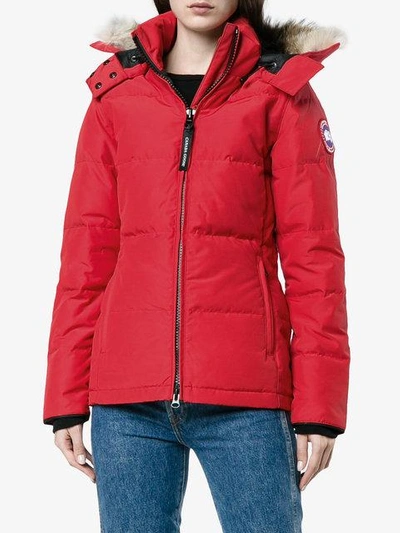 Shop Canada Goose Chelsea Fur Trimmed Parka In Red