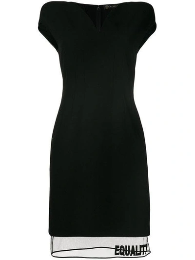Shop Versace 'equality' Kleid Mit V-ausschnitt In Black