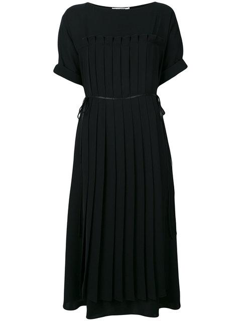 Jil Sander Ribbed Flared Dress In Black | ModeSens