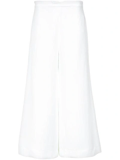 Shop Andrea Marques Wide Leg Cropped Trousers - White