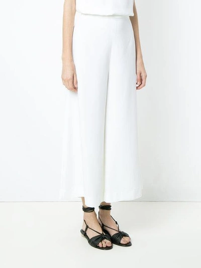 Shop Andrea Marques Wide Leg Cropped Trousers - White