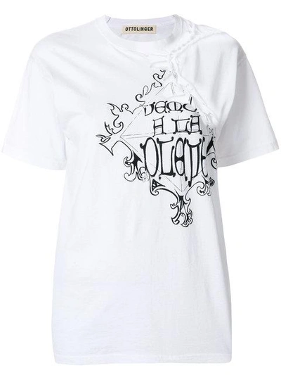 Shop Ottolinger Tied Patch T-shirt - White