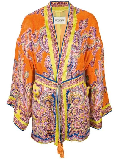 Shop Etro Paisley Print Kimono Jacket In Multicolour