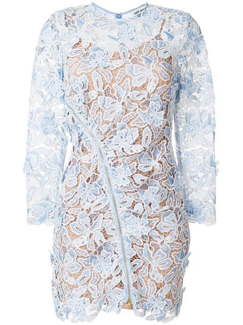 self portrait blue lace mini dress