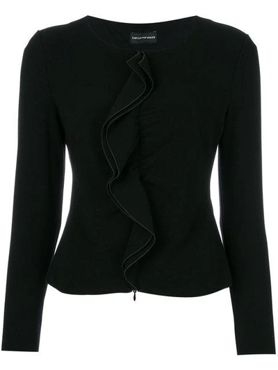 Shop Emporio Armani Ruffle Detail Jacket - Black
