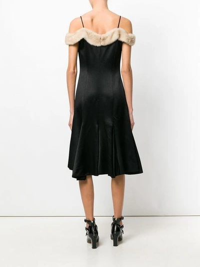 Shop Blumarine Fur Trimmed Fitted Dress - Black