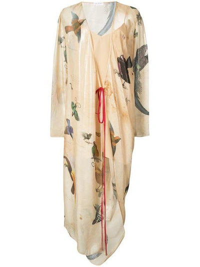 Shop Vionnet Printed Wrap Dress In Neutrals