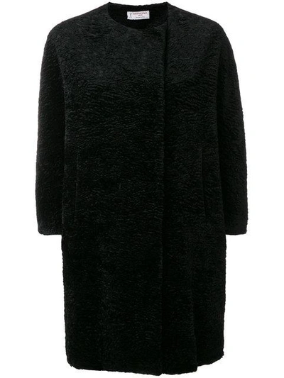 Shop Alberto Biani Faux Fur Collarless Coat - Black
