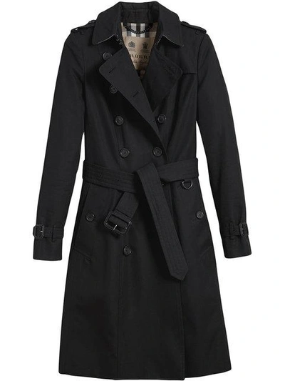 Shop Burberry The Chelsea – Long Trench Coat In Black ,multicolour