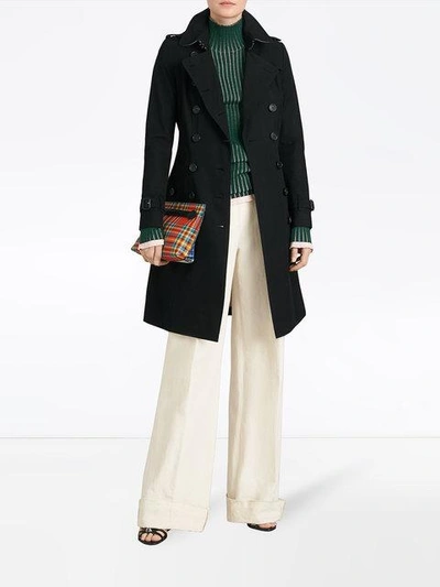 Shop Burberry The Chelsea – Long Trench Coat In Black ,multicolour