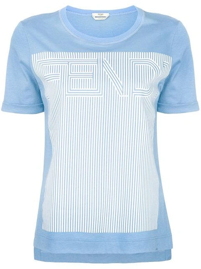 Shop Fendi Logo Printed T-shirt - Blue
