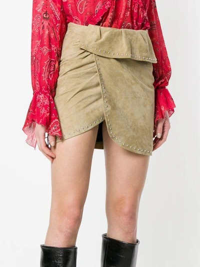 Shop Iro Glad Stud Detail Skirt In Brown