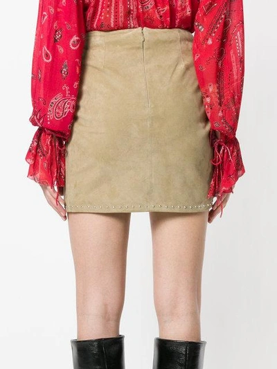 Shop Iro Glad Stud Detail Skirt In Brown