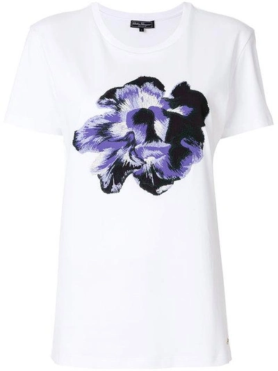 Shop Ferragamo Flower Print T In White