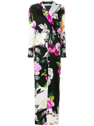 Shop Off-white Floral Print Jumpsuit In Black