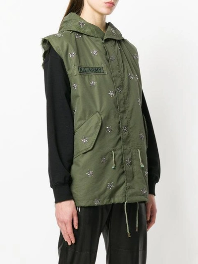 Shop As65 Sequin Stars Sleeveless Parka In Green