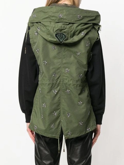 Shop As65 Sequin Stars Sleeveless Parka In Green