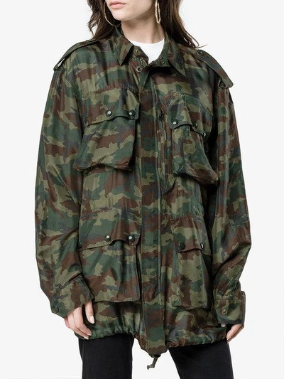 Shop Faith Connexion Camouflage Print Drawstring Jacket - Green