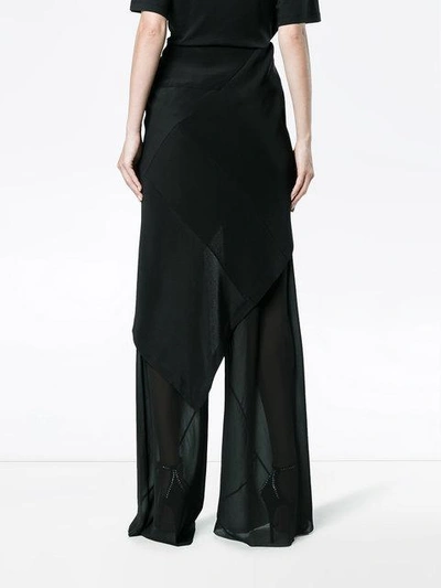 Shop Kitx Sheer Silk Trousers With Asymmetric Skirt In Black