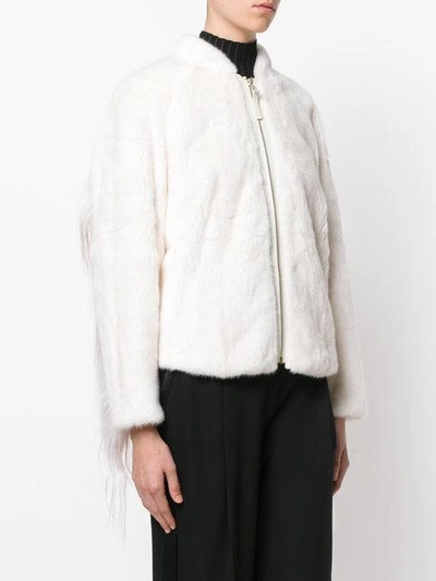 Shop Cara Mila Falcon Pearl Mink Bomber - White