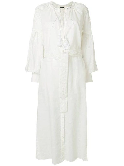 Shop Wandering Eyelet-embellished Maxi Shirt Dress In White