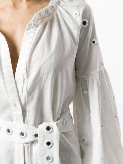 Shop Wandering Eyelet-embellished Maxi Shirt Dress In White