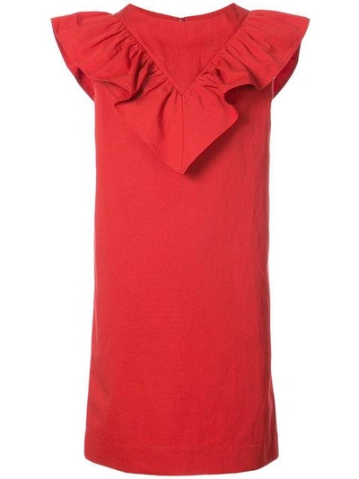 Shop Atlantique Ascoli Frill Trim Dress In Red