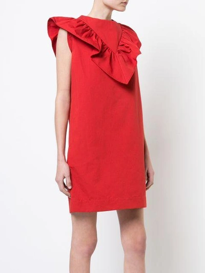 Shop Atlantique Ascoli Frill Trim Dress In Red