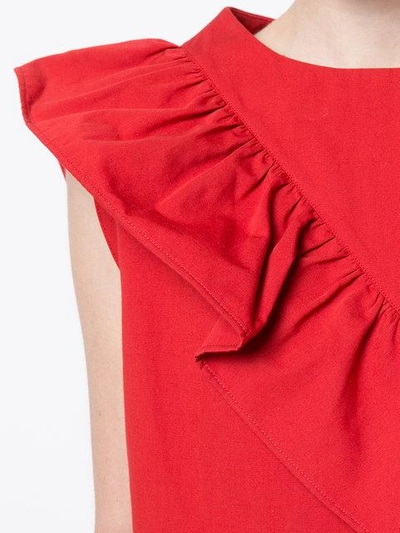 Shop Atlantique Ascoli Frill Trim Dress In Red