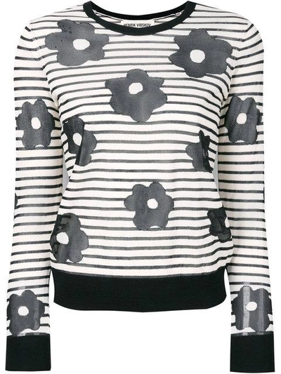 Shop Henrik Vibskov Floral Print Striped Sweater - White