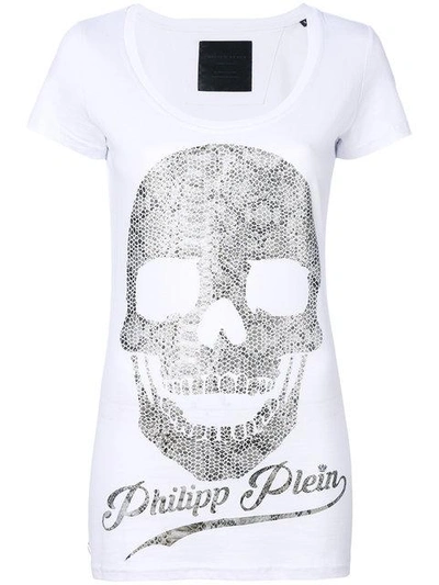Shop Philipp Plein Scoop Neck Logo T-shirt