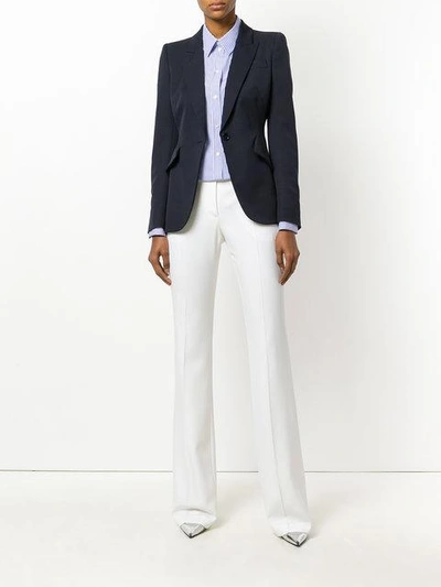 Shop Alexander Mcqueen Fitted Buttoned Blazer - Blue