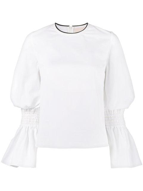 Roksanda Kalila Smocked Cotton-Poplin Top In White | ModeSens