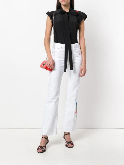 Shop Sonia Rykiel Anemone Detail Flared Trousers In White