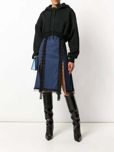 Shop Versace Striped A-line Skirt - Blue