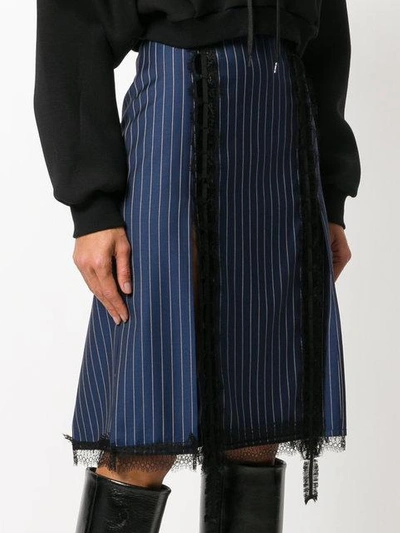 Shop Versace Striped A-line Skirt - Blue