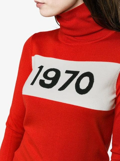 Shop Bella Freud Wool Long Sleeve 1970 Sweater In Red