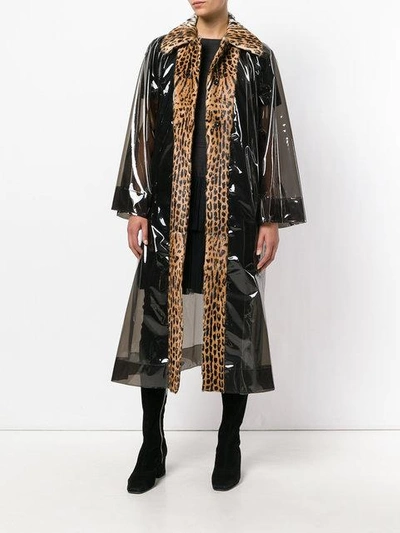 Shop Dolce & Gabbana Leopard Fur Trim Raincoat
